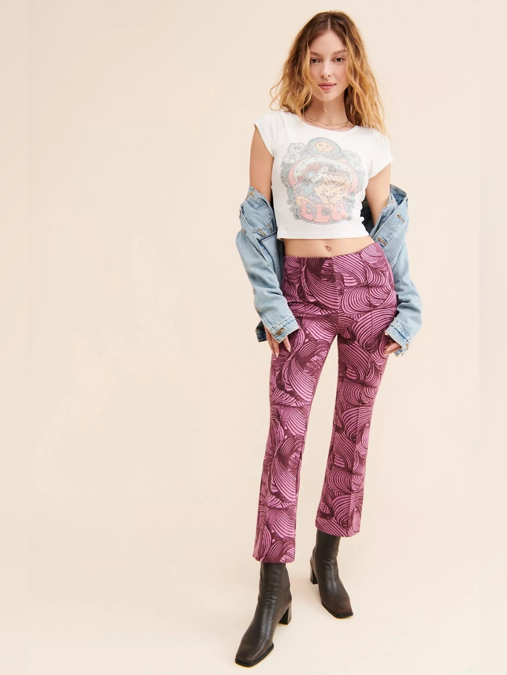 Anthropologie Maeve Pink The Margot Kick Flare Cropped Pants Womens Size Medium